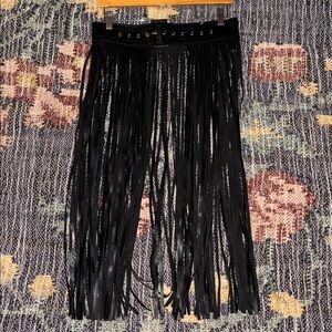 Black Fringe Belt Skirt